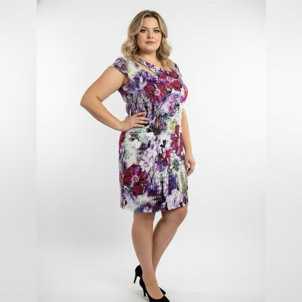 Cartise Red and Purple Asymmetrical Sheath Dress for Wedding Guest